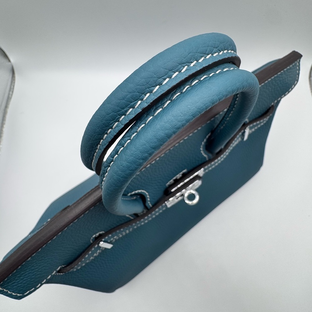 25CM Classic Togo Leather Top Handle Satchel Bag - Peacock Blue - Picture 5 of 12